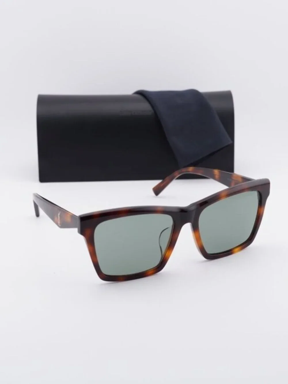 Saint Laurent SL M104/F 003 Square Unisex Sunglasses - Havana / Green